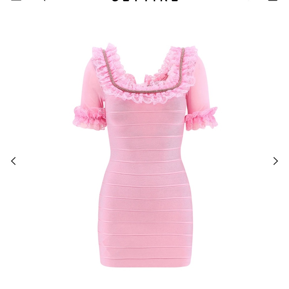 Self-Portrait Pink Ruffle Mini Dress